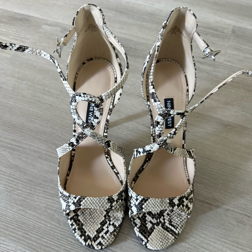 Nine West Edyn snakeprint ankle strap sandals